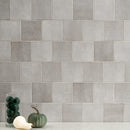 Renzo sterling 5x5 glossy ceramic gray wall tile product shot bathroom wall view1