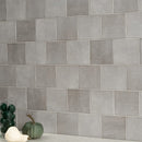 Renzo sterling 5x5 glossy ceramic gray wall tile product shot bathroom wall view2
