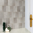 Renzo sterling 5x5 glossy ceramic gray wall tile product shot bathroom wall view4