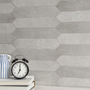 Renzo streling pickett 2.5x13 glossy ceramic gray wall tile NRENSTEPIC2.5X13 product shot multiple tiles view 2