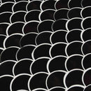 Retro nero scallop 12.75X13.75 glossy porcelain mesh mounted mosaic tile SMOT-PT-RENERO-SCALOP8MMG product shot multiple tiles angle view