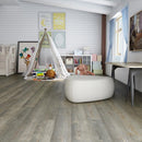 Rigid core vinyl planks 7x59 SPC grey oak 5.2mm 20mil wear-layer 1520301 installed on kids room where there is tent and toys on the floor