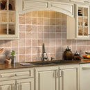 Riverbed Walnut Travertine Tumbled Floor Wall Tile 6x6 installed backsplash kitchen country kitchen wide