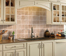 Riverbed Walnut Travertine Tumbled Floor Wall Tile 6x6 installed backsplash kitchen country kitchen