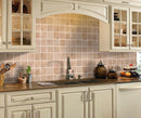Riverbed Walnut Travertine Tumbled Floor Wall Tile installed backsplash kitchen country kitchen wide view