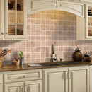Riverbed Walnut Travertine Tumbled Floor Wall Tile installed backsplash kitchen country kitchen