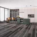 SPC Vinyl Rigid Core 7" Width 60" RL, 6mm Thick, 1.5mm IXPE Rooted Graphite, Veritas Floors - Mazzia Collection kitchen view