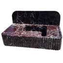 Rosso Levanto Marble Wall-mount Bathroom Sink Fluted Front with 8" Backsplash (W)18" (L)35" (H)8" angle view
