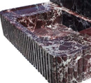 Rosso Levanto Marble Wall-mount Bathroom Sink Fluted Front with 8" Backsplash (W)18" (L)35" (H)8" profile view