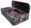 Rosso Levanto Fluted Red Marble Wall Mount Bathroom Sink With Backsplash
