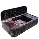 Rosso Levanto Fluted Red Marble Wall Mount Bathroom Sink With Backsplash