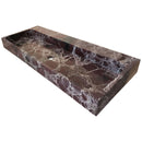 Rosso Levanto Marble Rectangular Wall-mount Sink (W)20" (L)48" (H)5" angle view
