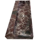 Rosso Levanto Marble Rectangular Wall-mount Sink (W)20" (L)48" (H)5" side view
