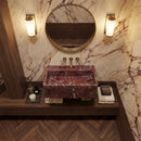 Rosso Levanto Marbled Wall Mount Bathroom Sink Fluted 16x28 Inch