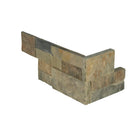 Rustic gold splitface ledger corner 6X18 natural slate wall tile LPNLSRUSGLD618COR product shot multiple tiles close up view