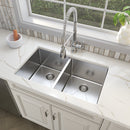 Double Bowl Handcrafted 32"x19" 50/50 16 Gauge Stainless Steel Sink - MSI Collection