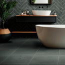 Montauk blue 24 in x 24 in gauged slate floor and wall tile SMONBLU2424G product shot bath tub view 2