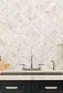 Arabescato Venato White 12"x12" Honed Mosaic Marble Floor And Wall Tile room shot bathroom view 5