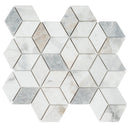 Arabescato Venato White Cube 11.73"x13.47" Honed Marble Mesh Mounted Mosaic Tile - MSI Collection