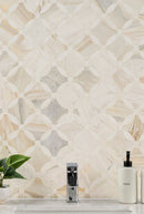 Athena Gold 10"x10" Lola Polished Marble Mosaic Floor And Wall Tile - MSI Collection bathroom basin view 3