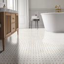 Bianco Dolomite Crema Dotty 12.88" x 12.88" Polished Marble Mesh-Mounted Mosaic Tile Pattern-MSI Collection