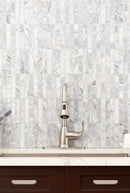 Capri Blue 12"x12" Stacked Pattern Honed Marble Mosaic Floor and Wall Tile - MSI Collection basin view 2