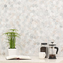 Capri Blue 11.75"x12" Hexagon Honed Marble Mosaic Tile room shot table view 2