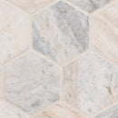 Capri Blue 11.75"x12" Hexagon Honed Marble Mosaic Tile product shot angle  view