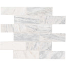 Capri Blue 11.81"x11.81" Subway Honed Marble Mosaic Tile product shot profile view