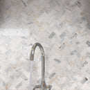 Capri Blue 11.63"x11.63" Herringbone Honed Marble Mosaic Tile room shot sink view