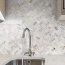 Capri Blue 11.63"x11.63" Herringbone Honed Marble Mosaic Tile room shot sink view 2
