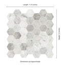 Carrara White Hexagon 11.75"x12" Honed Marble Mesh-Mounted Mosaic Tile 2" Hexagon-MSI Collection
