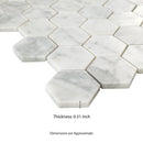 Carrara White Hexagon 11.75"x12" Honed Marble Mesh-Mounted Mosaic Tile 2" Hexagon-MSI Collection