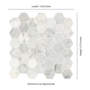 Carrara White Hexagon 12"x12" Polished Marble Mesh-Mounted Mosaic Floor and Wall Tile 2" Hexagon -MSI Collection
