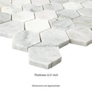 Carrara White Hexagon 12"x12" Polished Marble Mesh-Mounted Mosaic Floor and Wall Tile 2" Hexagon -MSI Collection