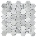 Carrara White Hexagon 12"x12" Polished Marble Mesh-Mounted Mosaic Floor and Wall Tile 2" Hexagon -MSI Collection