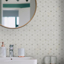 Cecily Grigio 10.83"x12.60" Polished Marble Mesh Mounted Mosaic Tile - MSI Collection room shot bath sink view closeup
