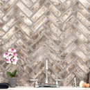 Doverton Gray 12.5"x25.5" Clay Brick Herringbone Mosaic Tile - MSI Collection product shot sink view