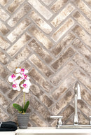 Doverton Gray 12.5"x25.5" Clay Brick Herringbone Mosaic Tile - MSI Collection product shot sink view 3