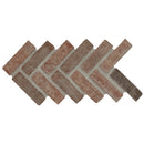 Noble Red Clay 12.5"x25.5" Tumbled Brick Herringbone Mosaic Tile - MSI Collection product shot tile view