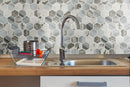 Esperanza Hexagon 11.73"x11.89" Glass Mosaic Floor Tile room shot kitchen view