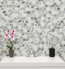 Esperanza Hexagon 11.73"x11.89" Glass Mosaic Floor Tile room shot bathroom view 2