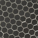 Metallic Gray Beveled Hexagon 10.51"x12.13" Glass Mosaic Tile product shot wall view 2