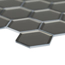 Metallic Gray Beveled Hexagon 10.51"x12.13" Glass Mosaic Tile product shot profile view  2