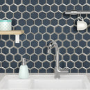 Vague Blue Hexagon 12.13"x10.51" Glass Mesh-Mounted Mosaic Tile - MSI Collection