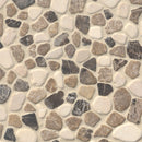 Mix marble pebbles 11.42X11.42 tumbled marble mesh mounted mosaic tile SMOT-PEB-MIXMAR product shot multiple tiles angle view