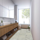 Fantasy gray  3 4 in x 12 in polished SMOT-PENCIL-FANGRY marble pencil molding tile room shot bathroom view