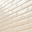 Antique white beveled 12X12 ceramic mesh mounted mosaic wall tile SMOT-PT-AW-2X6B product shot angle view 2