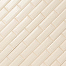 Antique white beveled 12X12 ceramic mesh mounted mosaic wall tile SMOT-PT-AW-2X6B product shot angle view