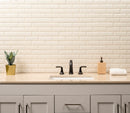 Antique white beveled 12X12 ceramic mesh mounted mosaic wall tile SMOT-PT-AW-2X6B product shot bath sink view 2